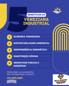 Venezianas industriais Solution com Certificado LEED instaladas em galpão sustentável, demonstrando eficiência energética e ventilação natural ecológica