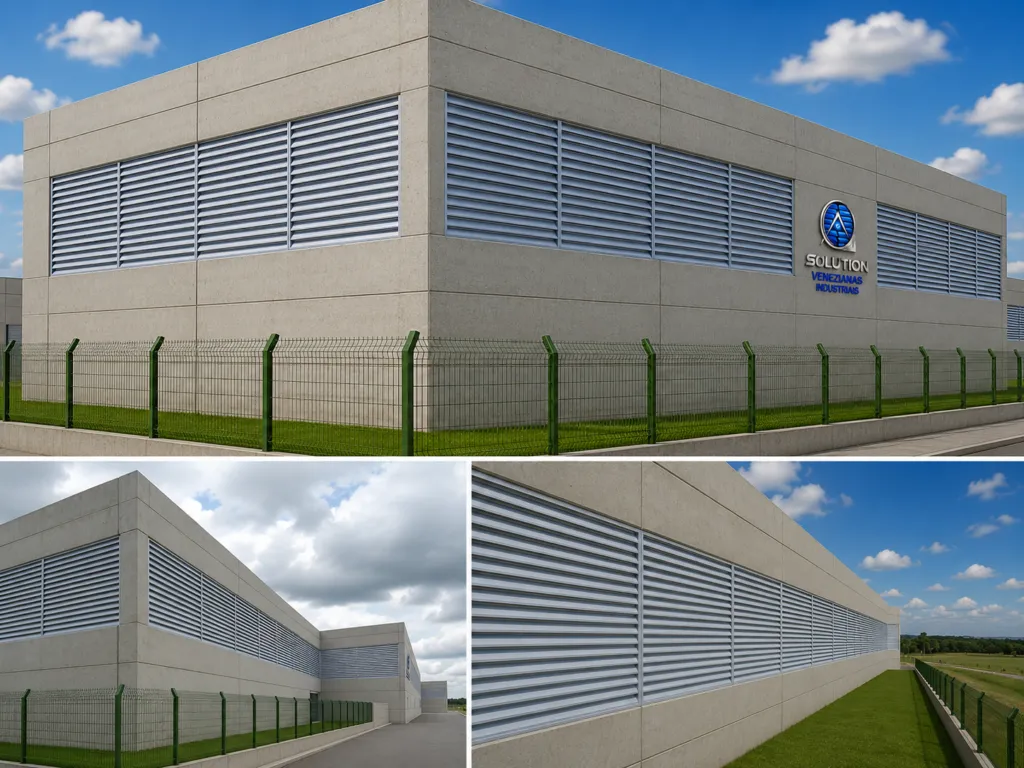 Veneziana Industrial Em Toda Obra instalada em galpão industrial, oferecendo ventilação natural, conforto térmico e eficiência para diferentes tipos de projetos.