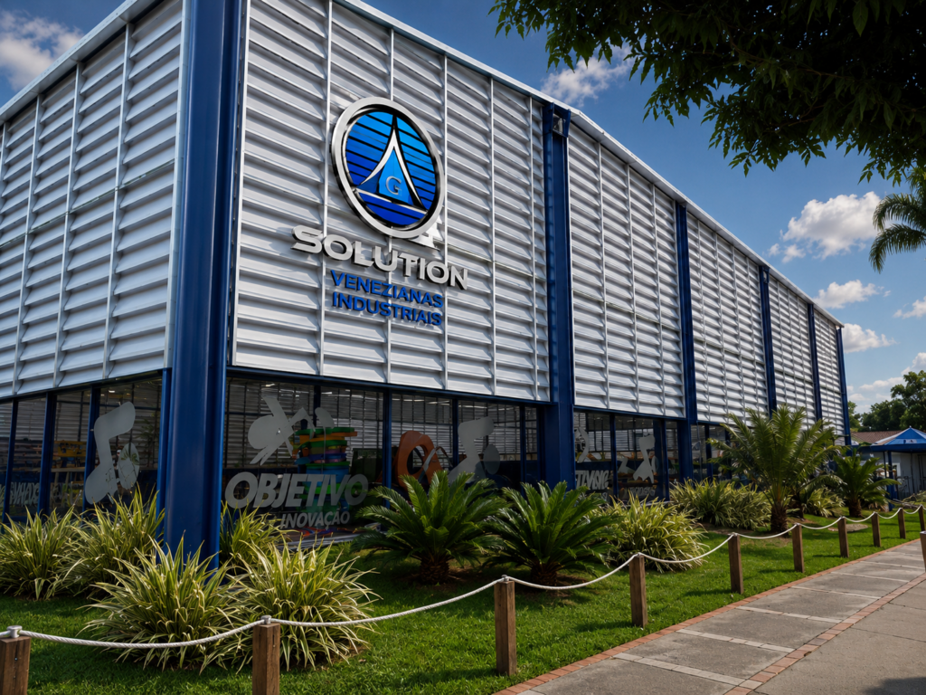 Veneziana Industrial Melhor Opção instalada em galpão industrial, oferecendo ventilação eficiente, conforto térmico e excelente acabamento para ambientes industriais.