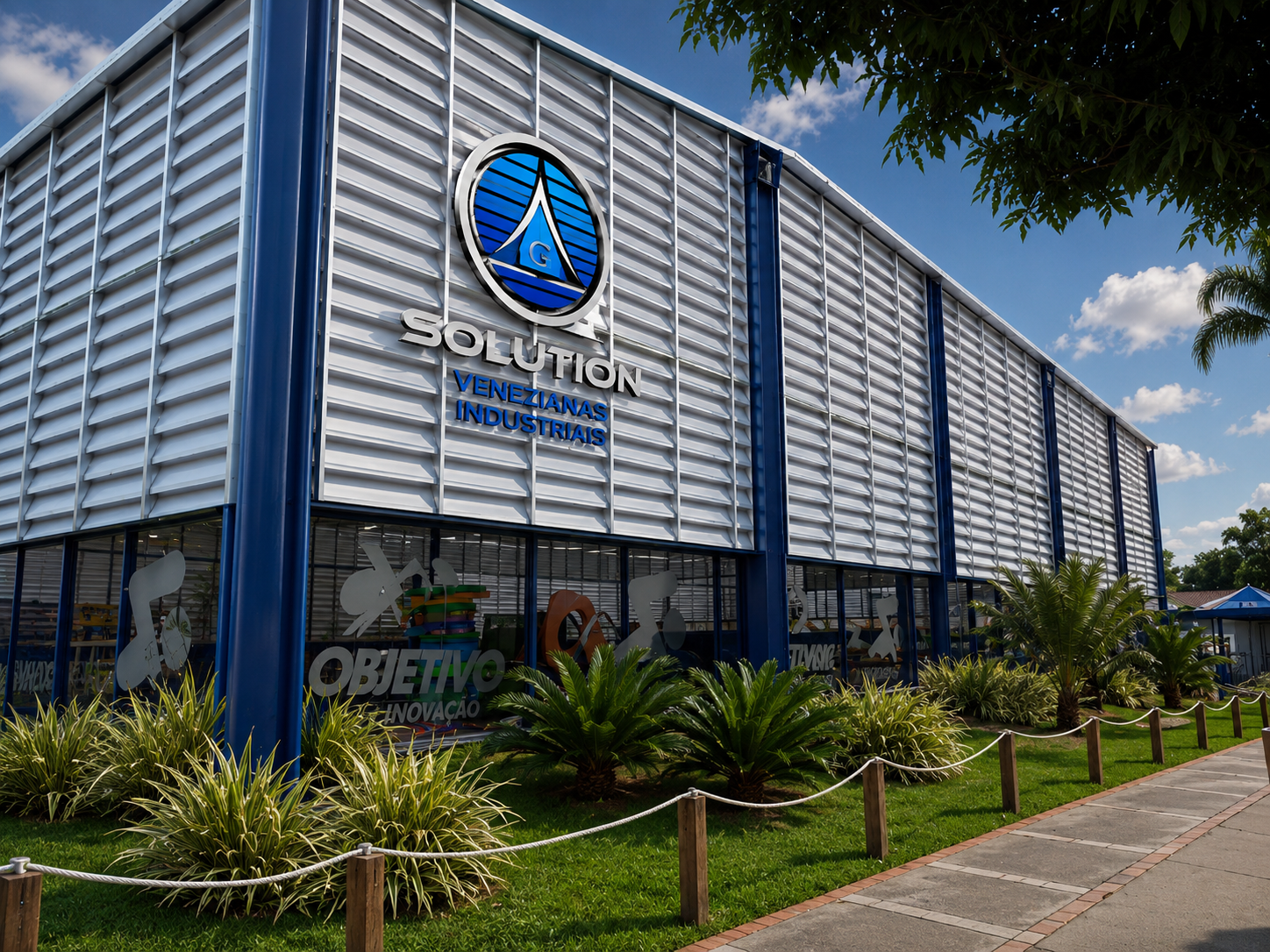 Veneziana Industrial Melhor Opção instalada em galpão industrial, oferecendo ventilação eficiente, conforto térmico e excelente acabamento para ambientes industriais.