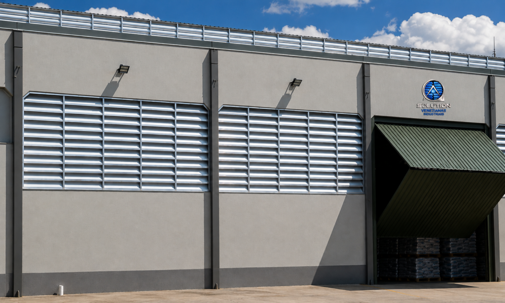 Veneziana Industrial Conforto Natural Veneziana Industrial Conforto Natural instalada em galpão industrial, proporcionando ventilação contínua, iluminação equilibrada e melhor conforto térmico no ambiente.