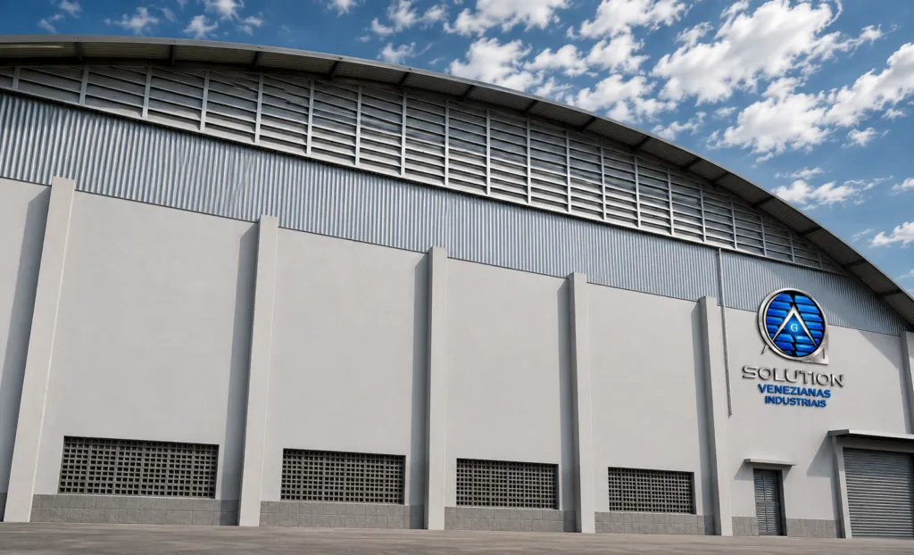 Veneziana Industrial  ambiente moderno, oferecendo ventilação natural, iluminação equilibrada e acabamento sofisticado para espaços industriais e comerciais.