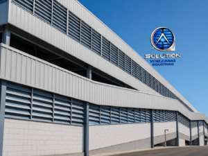 Venezianas Industriais Ventilação e Claridade instaladas em galpão industrial, proporcionando circulação de ar e entrada de luz natural.