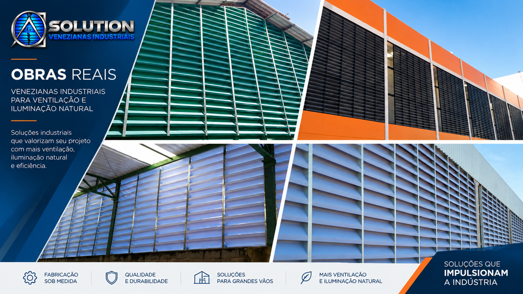 Produtos da Solution Venezianas Industriais para aplicações em ambientes industriais