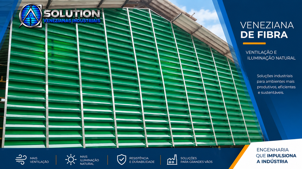 Veneziana industrial de fibra aplicada em ambiente industrial