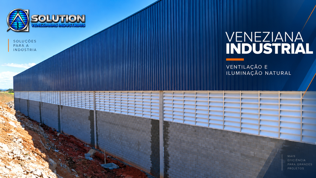 Veneziana industrial para ventilação e iluminação natural em ambiente industrial