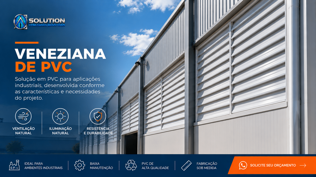 Veneziana industrial de PVC aplicada em ambiente industrial