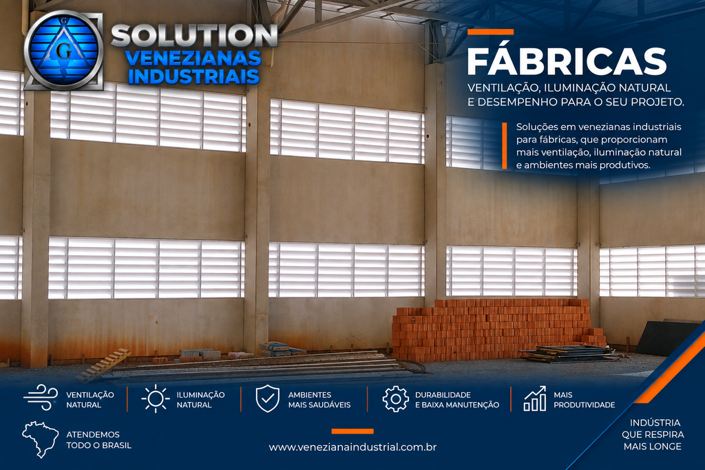 Venezianas industriais instaladas em fábrica